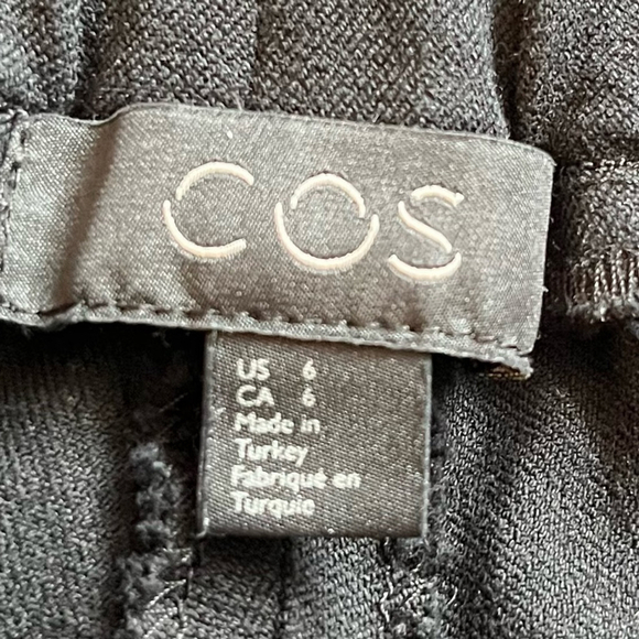 COS Black Pull On Trousers, Slim Fit Straight Leg Elasticized Waist, Size 6 - Picture 9 of 10